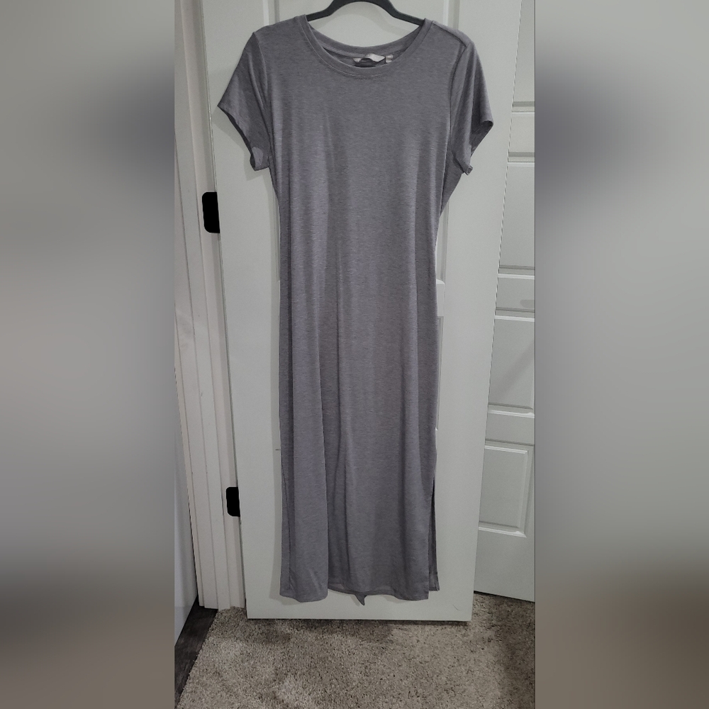Athleta Gray Dolman Sleeve Midi Dress In MED TALL with Cutout Back
